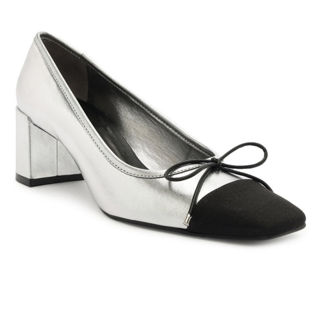 SCHUTZ Silver and Black Block Heel Shoes